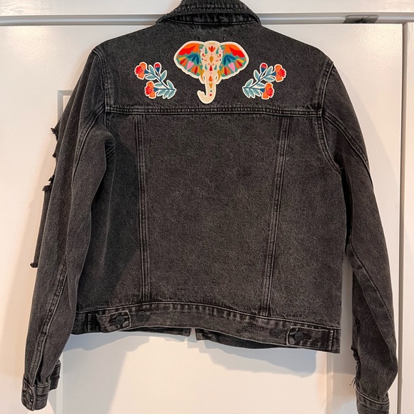 Black Distressed Denim Jacket - Picture 2 of 3